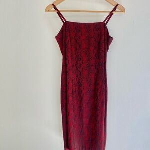 Express Red Snakeskin Minidress - Side Split- Adjustable Straps Size 11/12
